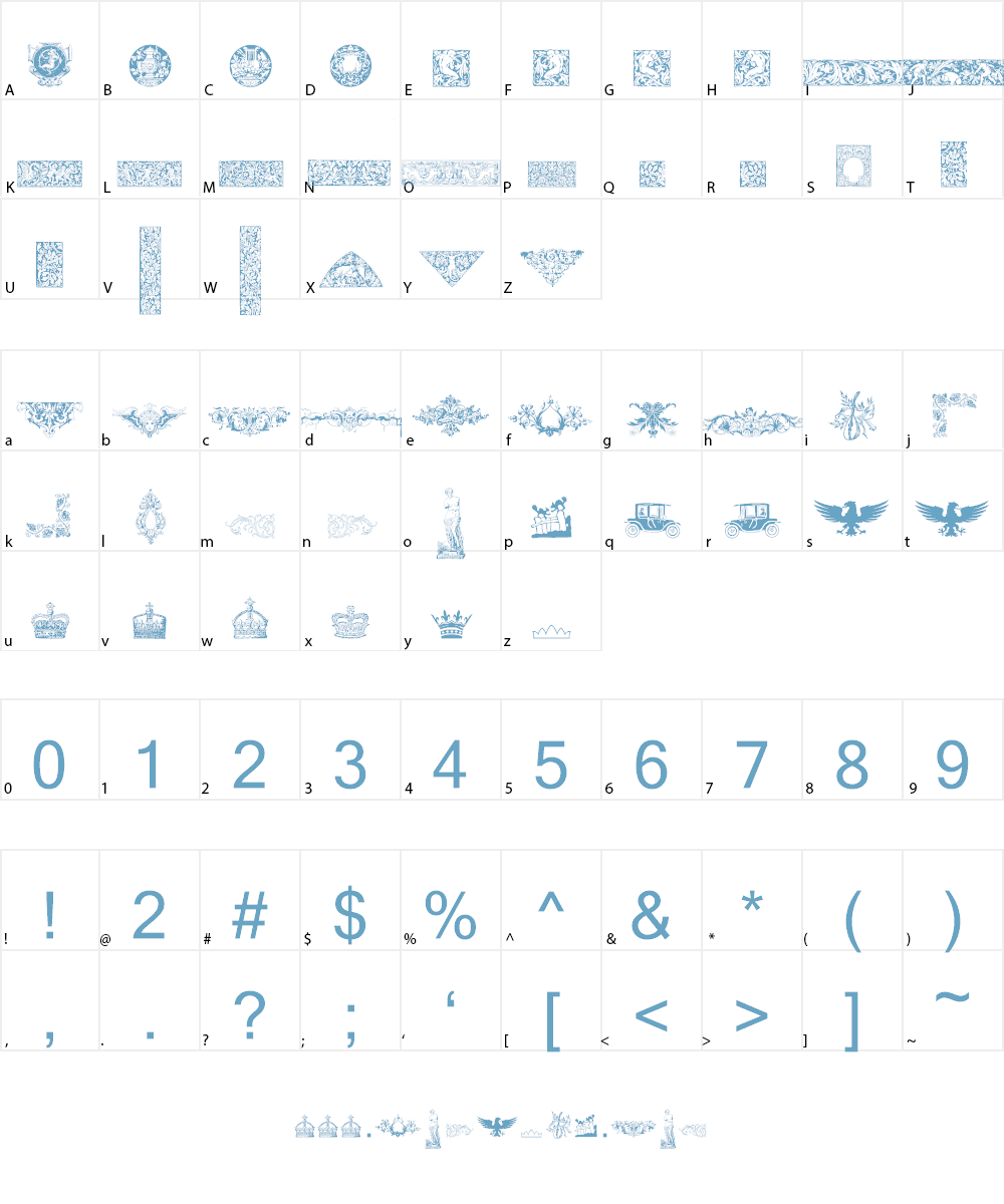 Cornucopia of Dingbats Four Font Character